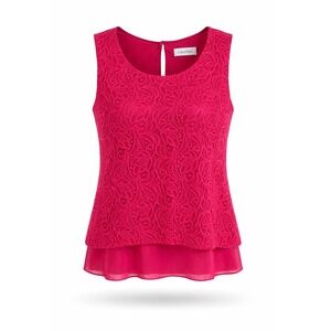 Calvin Klein Lace Top Womens Medium Pink Sleeveless Floral Keyhole Back Lined